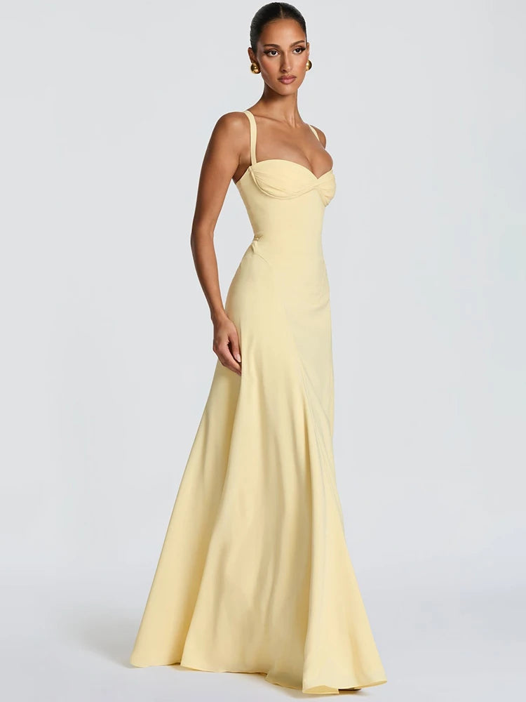 Mozision Off-shoulder Backless Sexy Maxi Dress Women Elegant Spaghetti Strap Sleeveless Bodycon Club Party Evening Dress Fashion