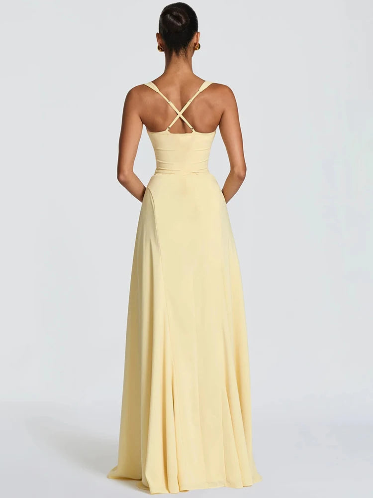 Mozision Off-shoulder Backless Sexy Maxi Dress Women Elegant Spaghetti Strap Sleeveless Bodycon Club Party Evening Dress Fashion