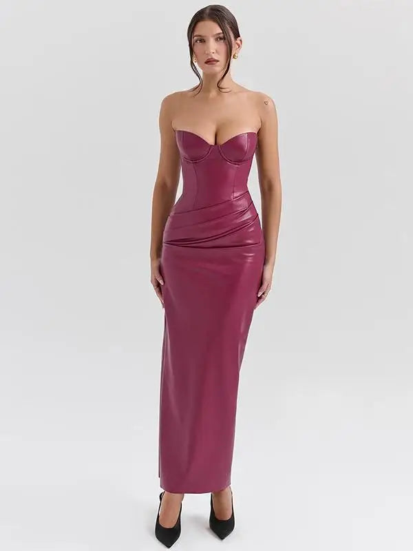 שמלת עור סטרפלס-ברוקלין