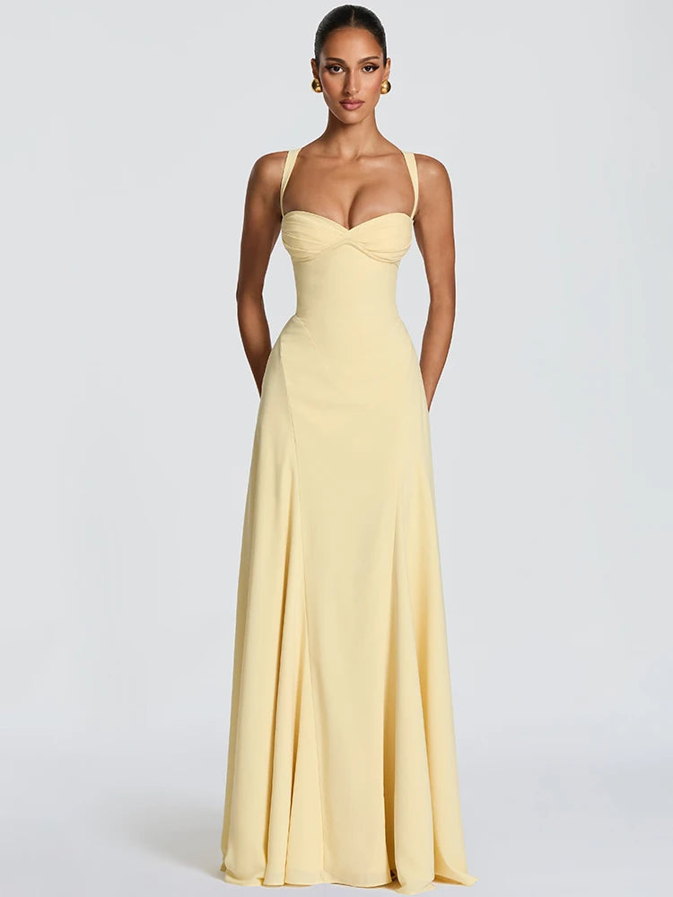 Mozision Off-shoulder Backless Sexy Maxi Dress Women Elegant Spaghetti Strap Sleeveless Bodycon Club Party Evening Dress Fashion